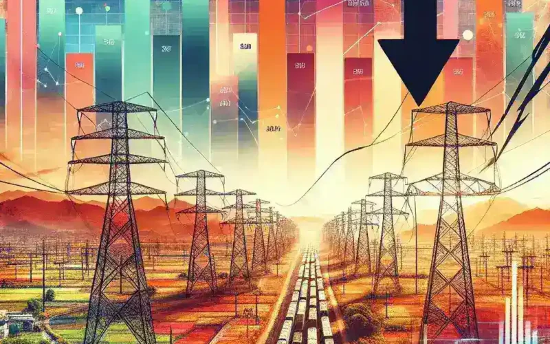 "Power Grid Corp. of India shares dip in value, reflecting market underperformance compared to peers; stock charts and financial analysis visuals included in the article discussing investment trends."