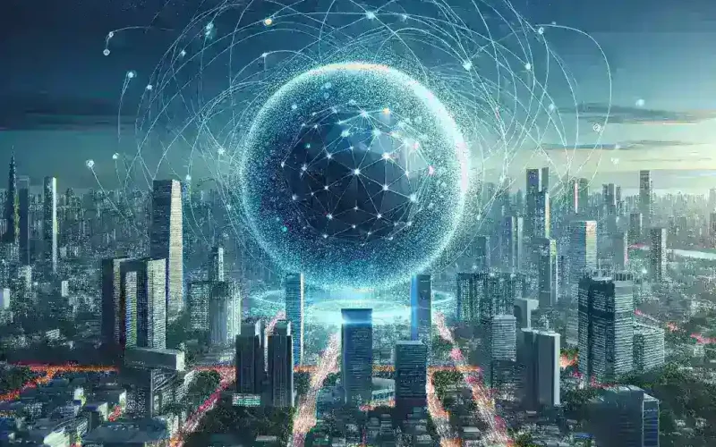 Alt text: "5G network infrastructure showcasing advanced technology, illustrating the expansion of 5G capabilities that enhance data processing and artificial intelligence advancements."